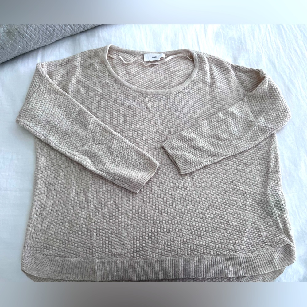 Charli Cream color soft thin cozy oversized sweater medium